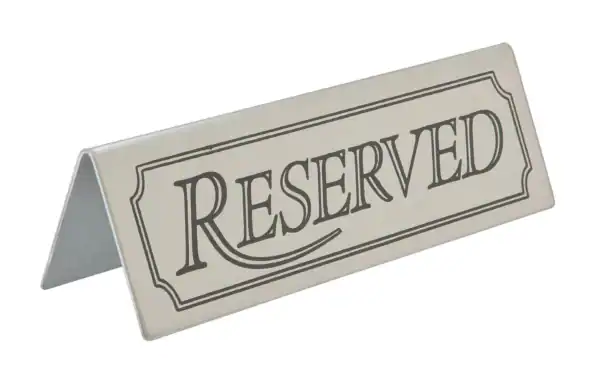 bartools Reserved Table Sign Stainless Steel